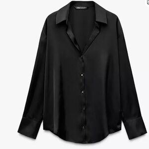 Zara Satin Long Sleeve Shirt